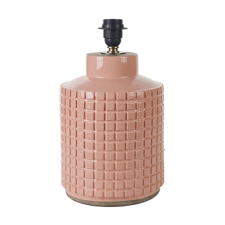 Malone Textured Apricot Squares Design Stoneware Table Lamp