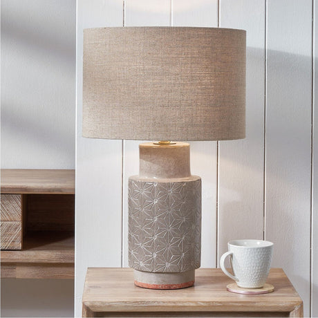 Sidra Grey Stoneware Etch Detail Table Lamp Base - 38cm