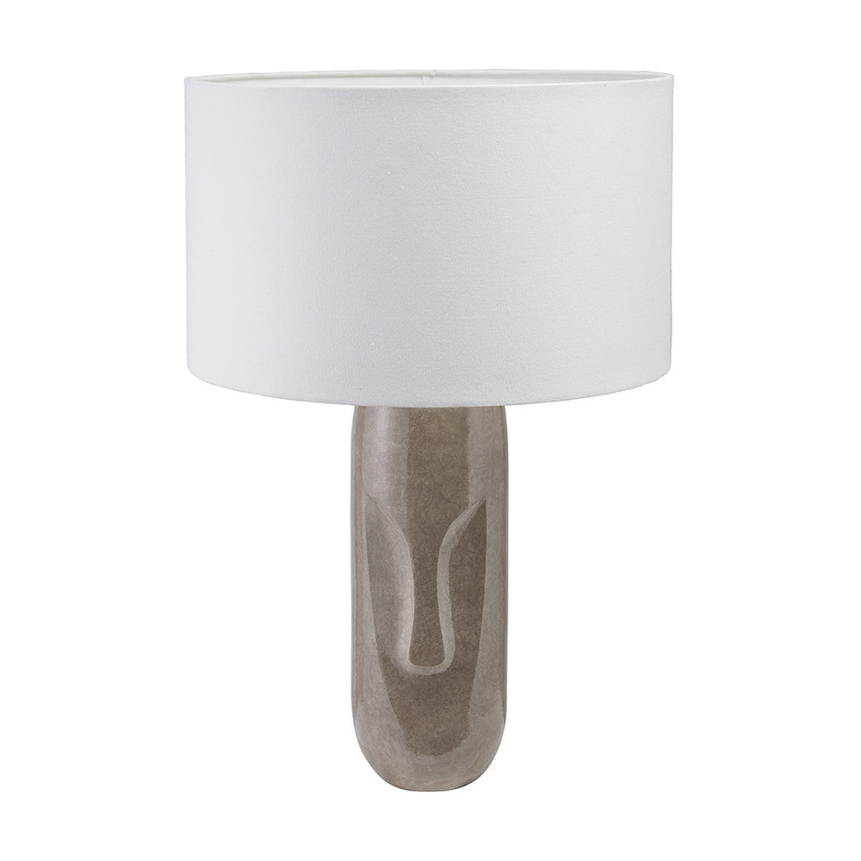 Visage Grey Face Design Tall Stoneware Table Lamp with White Shade