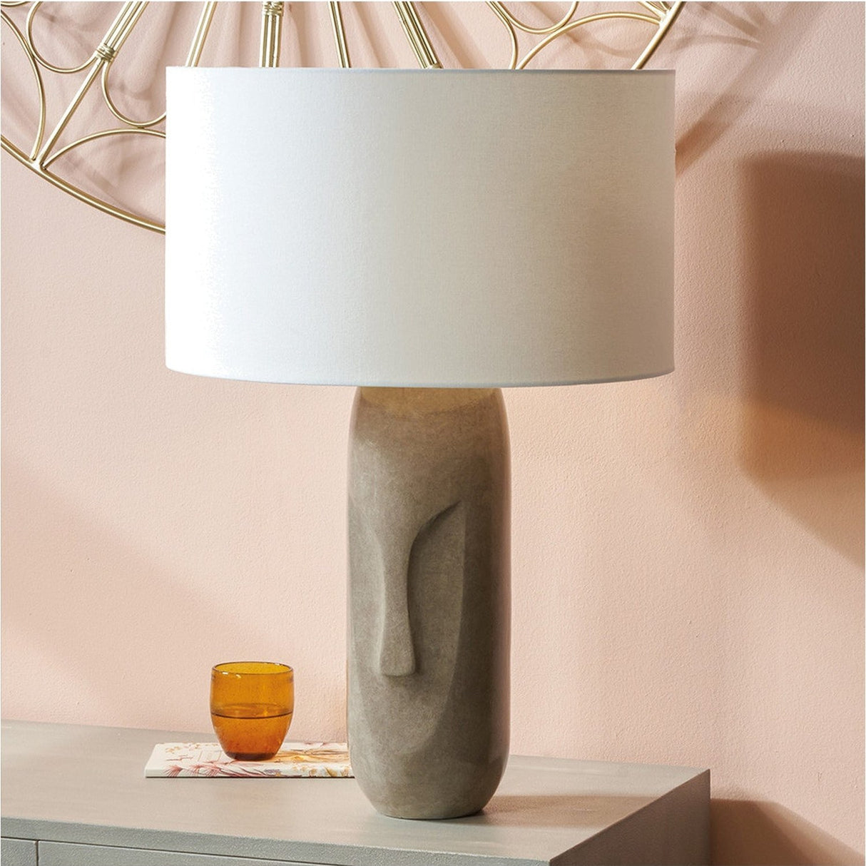 Visage Grey Face Design Tall Stoneware Table Lamp Base - 48cm