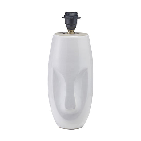 Visage White Face Design Small Stoneware Table Lamp with Taupe Shade