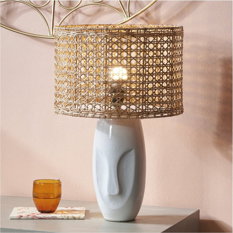 Visage White Face Design Small Stoneware Table Lamp Base - 39cm