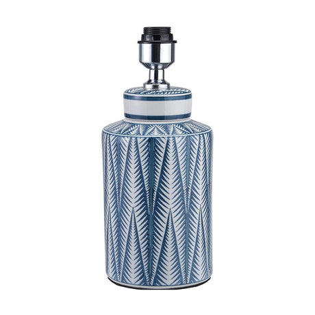 Samara Blue & White Ceramic Table Lamp with White Cylinder Shade
