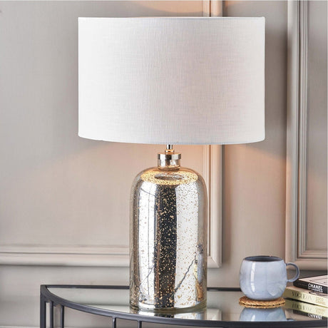 Ophelia Mercurial Glass Table Lamp with White Self Lined Shade