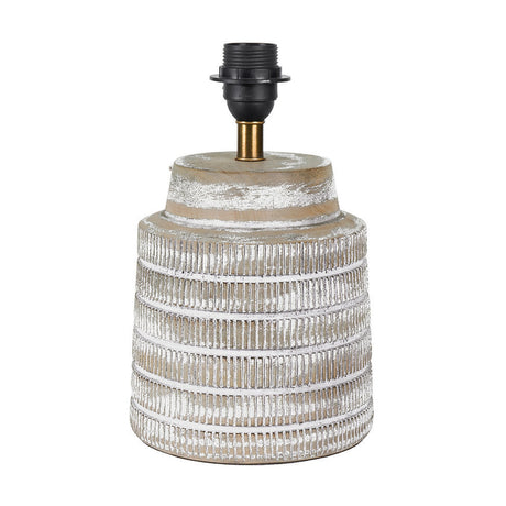 Paihia White Wash Wood Textured Short Table Lamp with Pistachio Shade