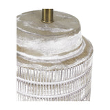 Paihia White Wash Wood Textured Short Table Lamp with Pistachio Shade