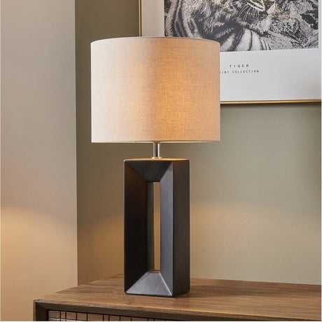 Block Black Ceramic Tall Table Lamp - 58cm