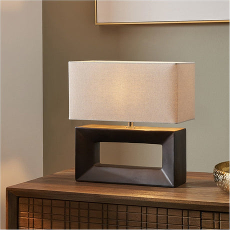 Block Black Ceramic Rectangular Table Lamp - 35cm