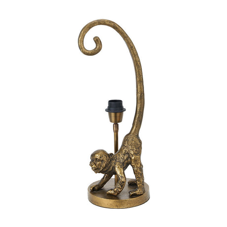 Vervet Antique Brass Monkey Table Lamp with Black Self Lined Shade