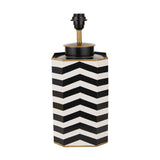Oskar Black & White Chevron Hand Painted Metal Table Lamp Base - 43cm