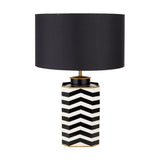Oskar Black & White Chevron Hand Painted Metal Table Lamp Base - 43cm