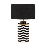 Oskar Black & White Chevron Hand Painted Metal Table Lamp Base - 43cm