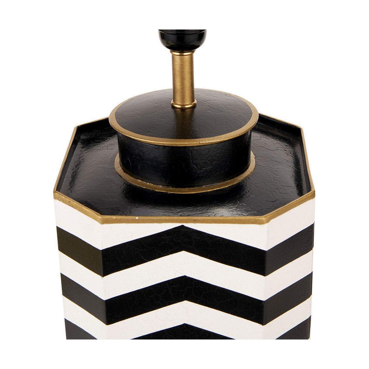 Oskar Black & White Chevron Hand Painted Metal Table Lamp Base - 43cm