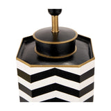 Oskar Black & White Chevron Hand Painted Metal Table Lamp Base - 43cm