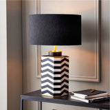 Oskar Black & White Chevron Hand Painted Metal Table Lamp Base - 43cm