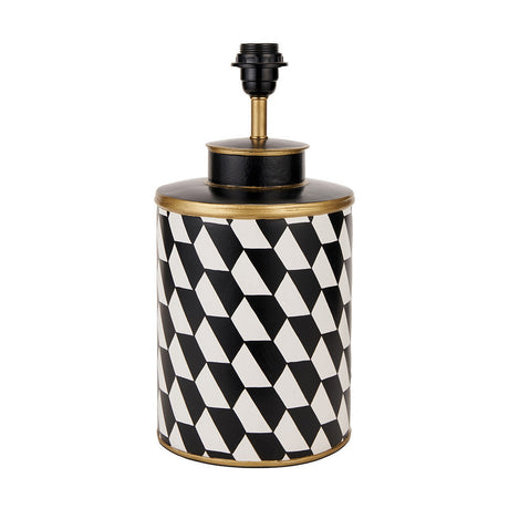 Victor Black & White Geometric Hand Painted Metal Table Lamp