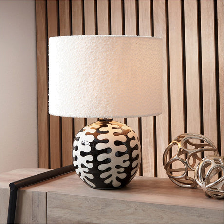 Elkorn Black & White Coral Ceramic Table Lamp with Boucle Shade