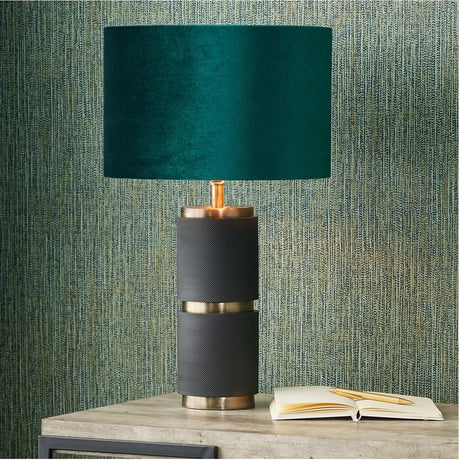 Alnico Black & Brass Textured Table Lamp Base - 41cm