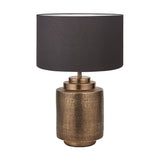 Zuri Antique Brass Pot Table Lamp with Grey Handloom Cylinder Shade