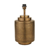 Zuri Antique Brass Pot Table Lamp with Grey Handloom Cylinder Shade