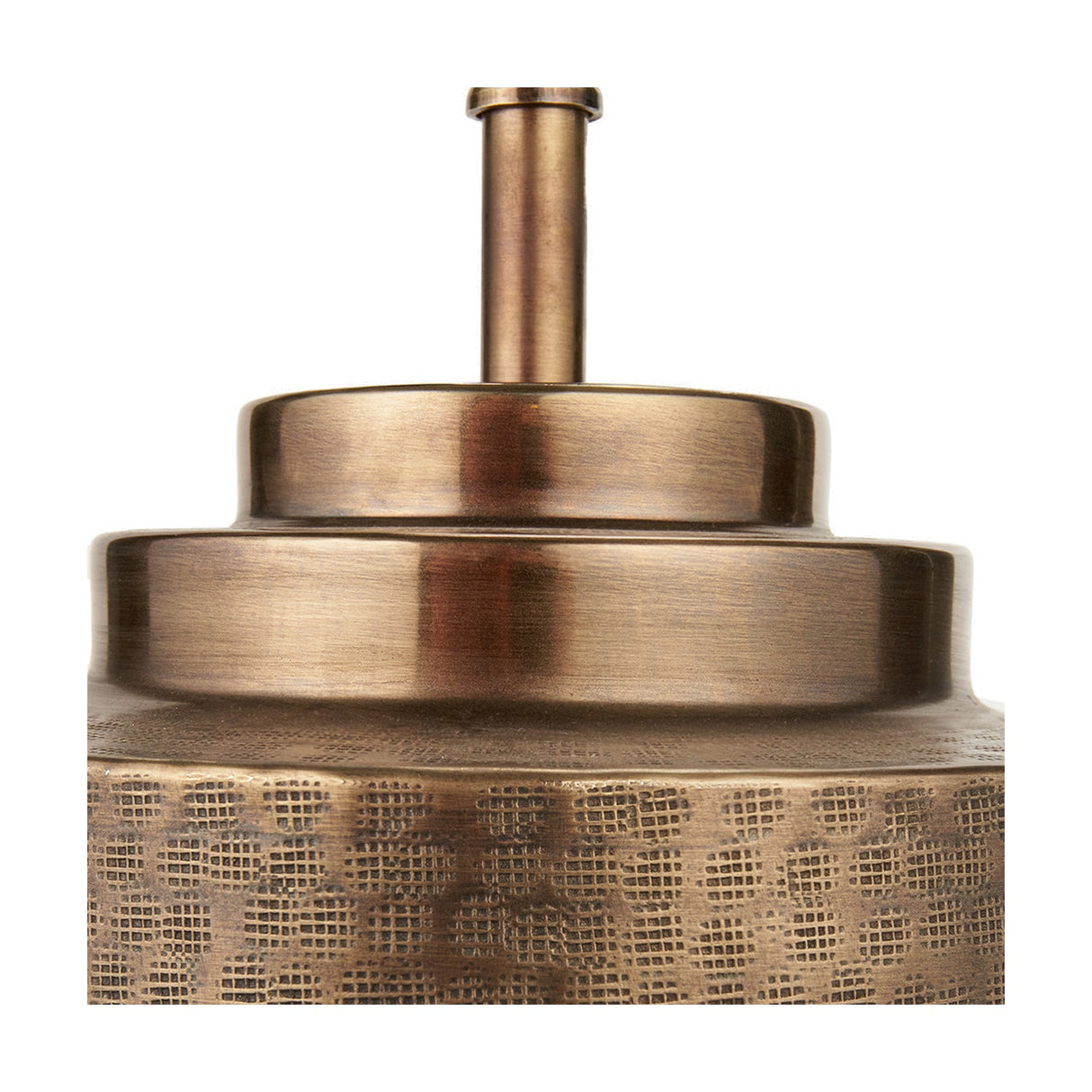 Zuri Antique Brass Pot Table Lamp with Grey Handloom Cylinder Shade