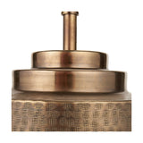 Zuri Antique Brass Pot Table Lamp with Grey Handloom Cylinder Shade