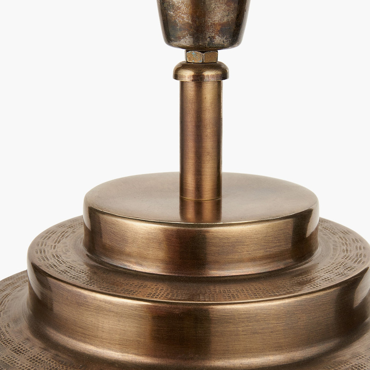 Zuri Antique Brass Pot Table Lamp with Grey Handloom Cylinder Shade
