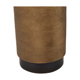 Aurelio Black Textured Table Lamp Base - 43cm, cylindrical brass base with diamond-textured pattern on a black cylindrical foot, shown against a plain white background.