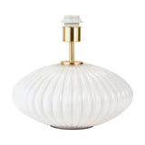 Emilia White Ribbed Glass & Gold Metal Oval Table Lamp with Steel Grey Shade