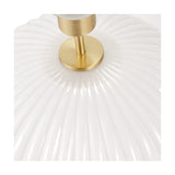 Emilia White Ribbed Glass & Gold Metal Oval Table Lamp with Steel Grey Shade