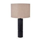 Aurelia Embossed Black Wood Tall Table Lamp Base - 49cm