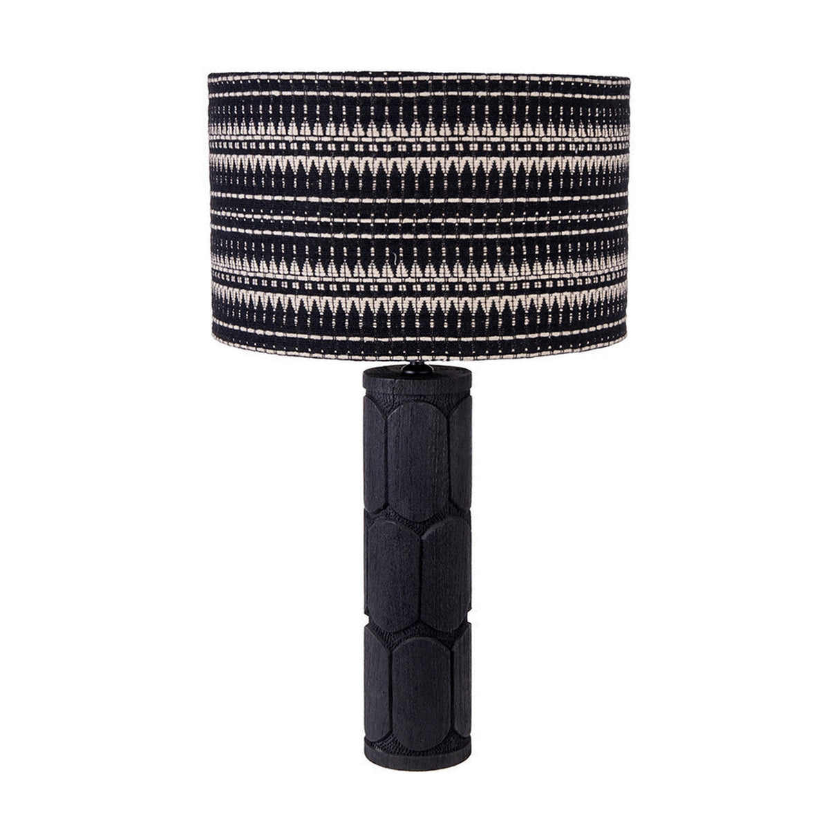Aurelia Embossed Black Wood Tall Table Lamp Base - 49cm