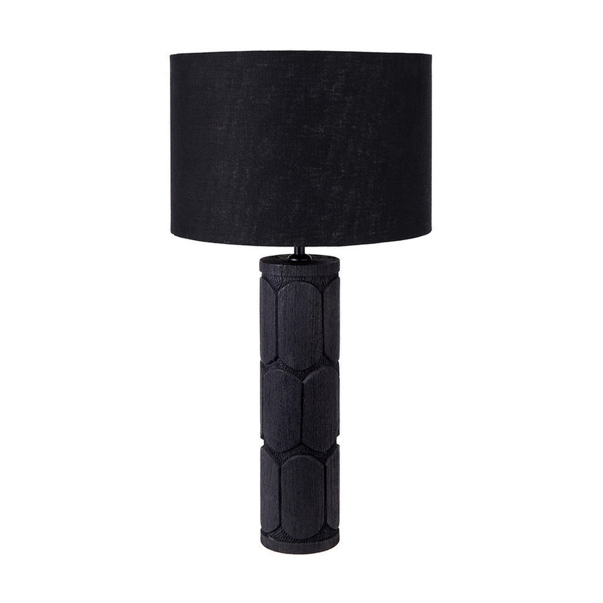 Aurelia Embossed Black Wood Tall Table Lamp Base - 49cm