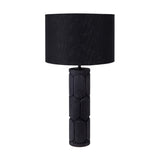 Aurelia Embossed Black Wood Tall Table Lamp Base - 49cm