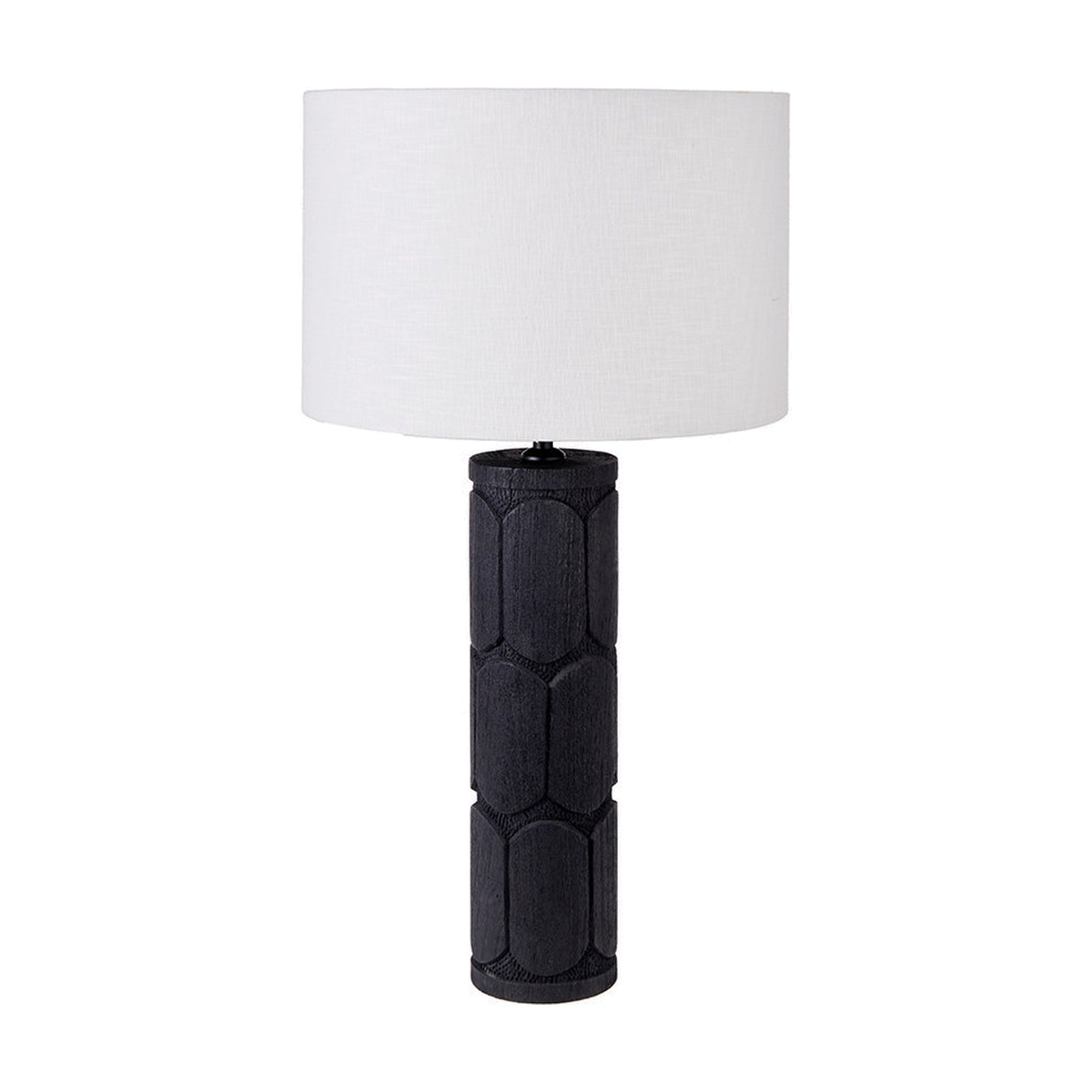 Aurelia Embossed Black Wood Tall Table Lamp Base - 49cm