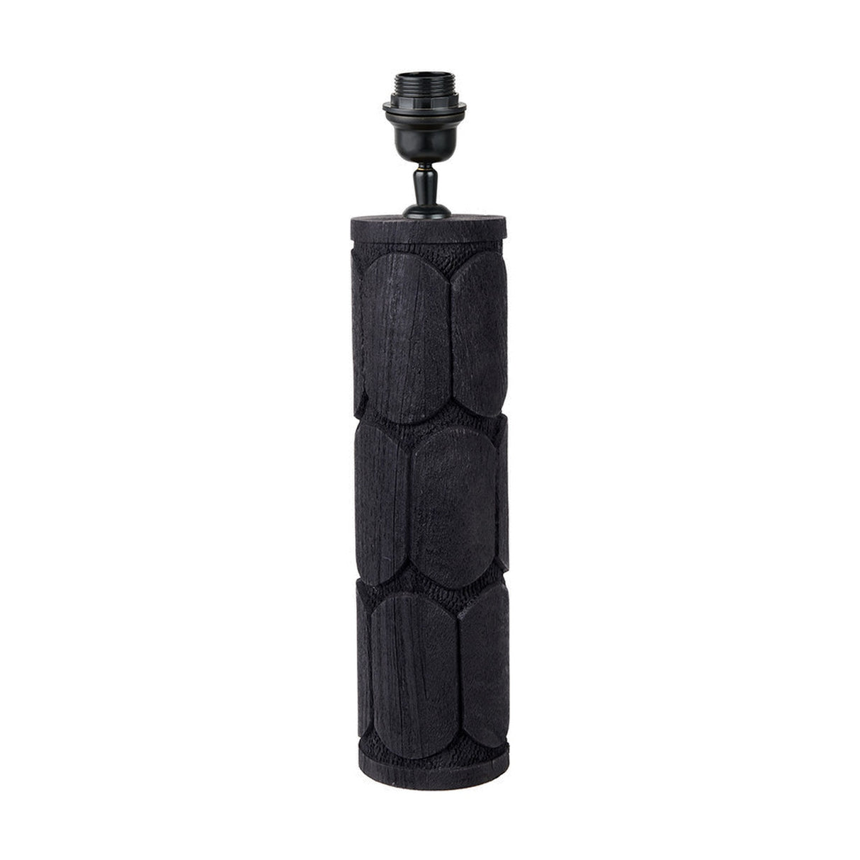 Aurelia Embossed Black Wood Tall Table Lamp Base - 49cm