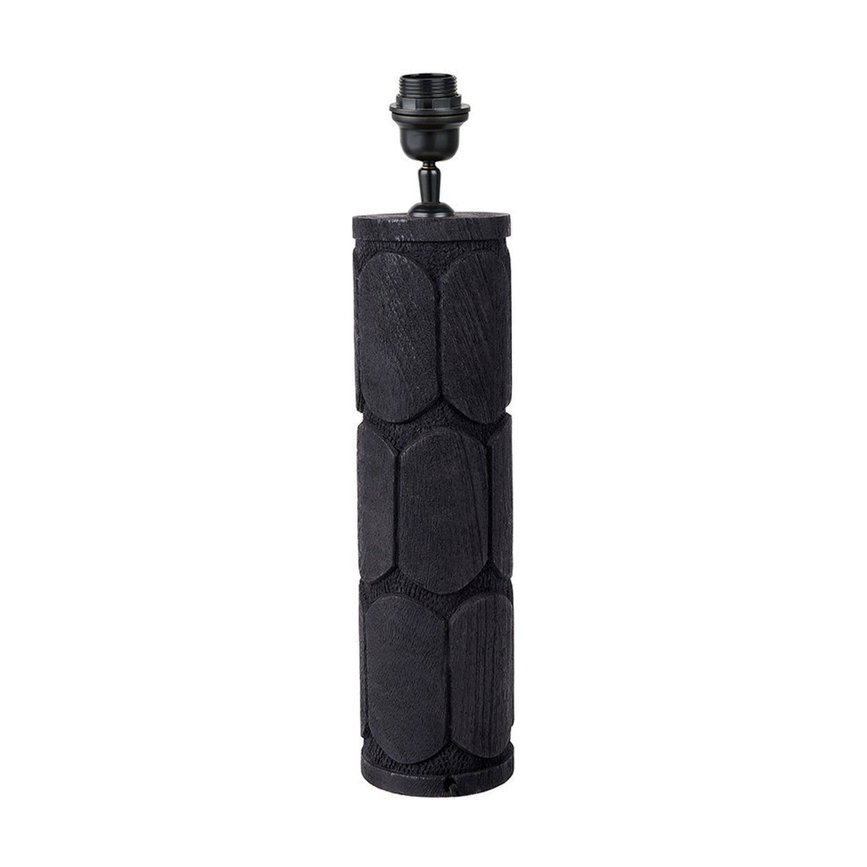 Aurelia Embossed Black Wood Tall Table Lamp Base - 49cm