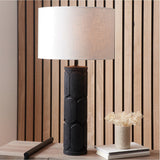 Aurelia Embossed Black Wood Tall Table Lamp Base - 49cm