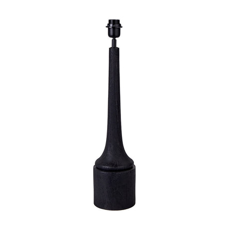 Marin Black Wood Tall Neck Table Lamp base, 81cm, with tapered turned wood column, cylindrical foot, and black fitting, shown without shade on a plain white background.