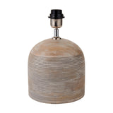 Nelu Grey Engraved Wood Dome Table Lamp with White Self Lined Shade