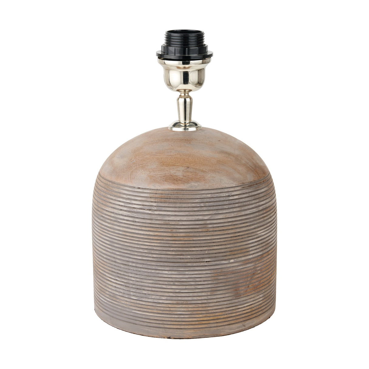Nelu Grey Engraved Wood Dome Table Lamp Base - 30cm