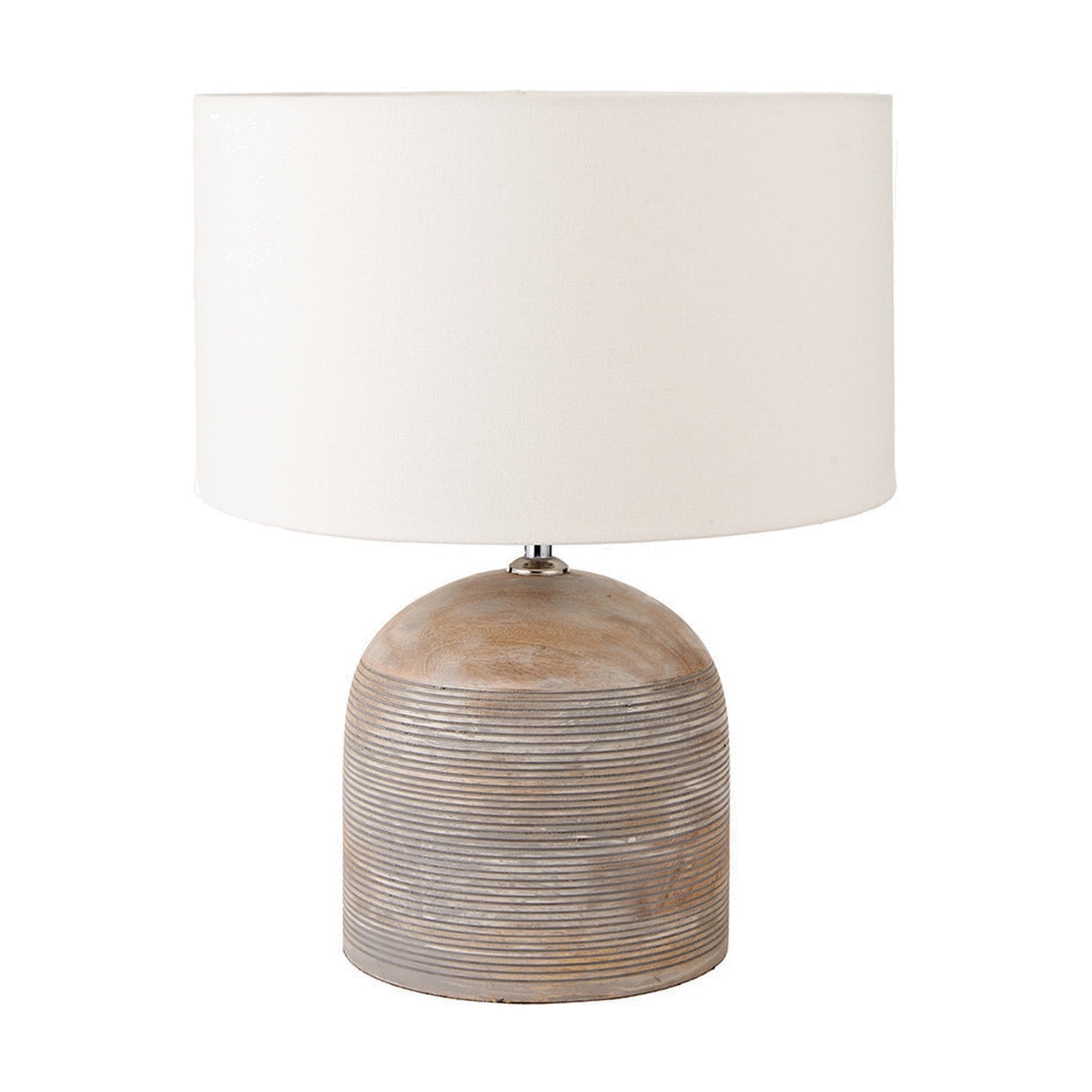 Nelu Grey Engraved Wood Dome Table Lamp Base - 30cm