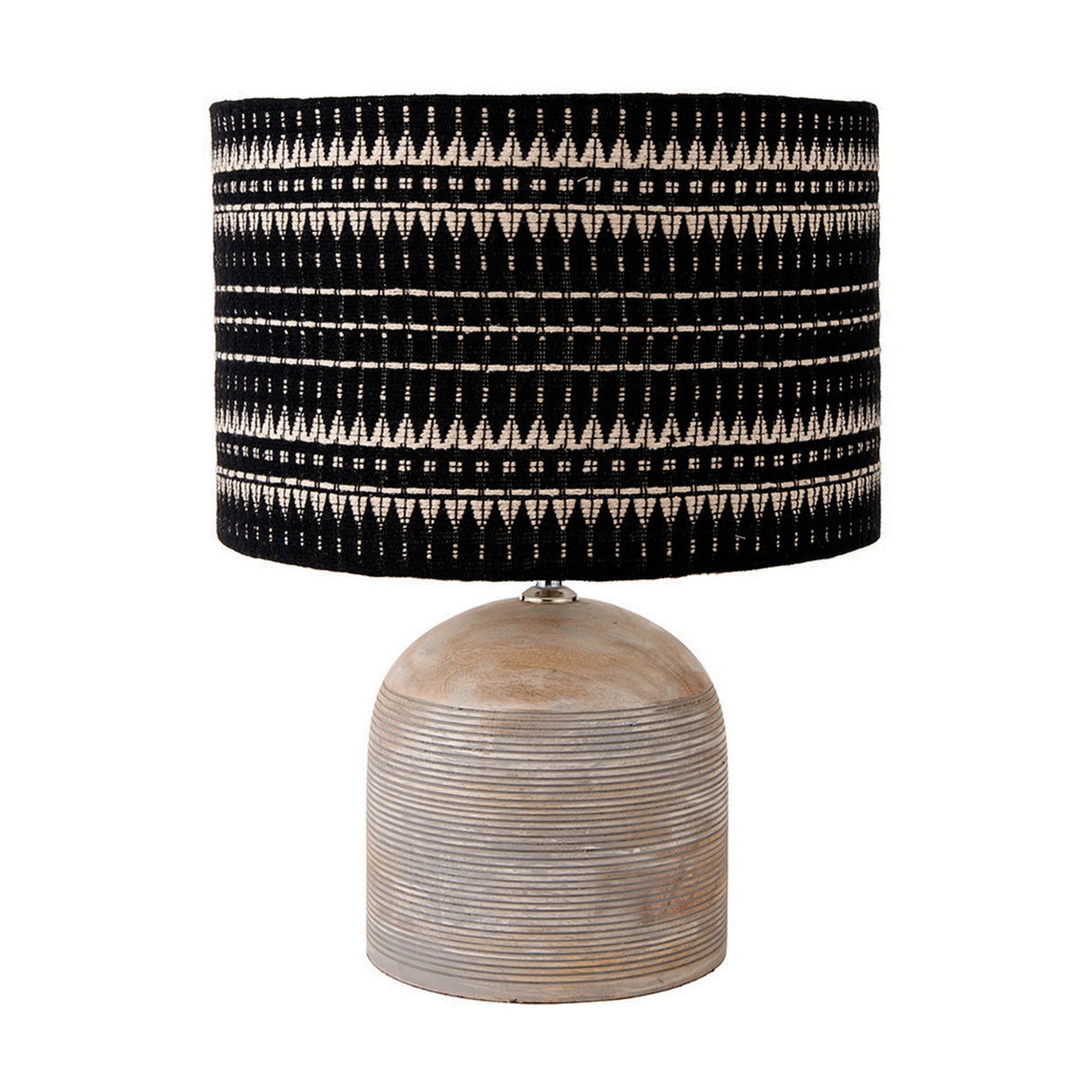 Nelu Grey Engraved Wood Dome Table Lamp Base - 30cm