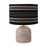Nelu Grey Engraved Wood Dome Table Lamp Base - 30cm