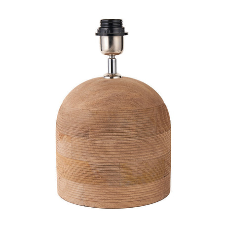 Nelu Engraved Wood Dome Table Lamp with Linen Cylinder Shade