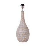 Ioan Grey Engraved Wood Bottle Table Lamp with Cinnamon Ikat Shade