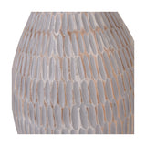 Ioan Grey Engraved Wood Bottle Table Lamp with Lilac Ikat Shade - 71cm