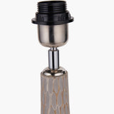 Ioan Grey Engraved Wood Bottle Table Lamp with Lilac Ikat Shade - 71cm