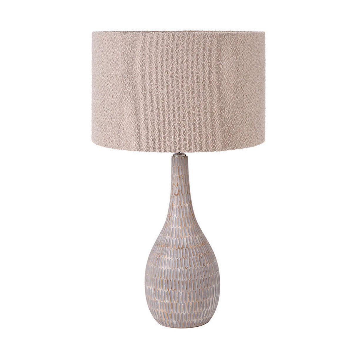 Ioan Grey Engraved Wood Bottle Table Lamp Base - 49cm