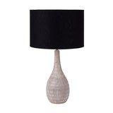 Ioan Grey Engraved Wood Bottle Table Lamp Base - 49cm